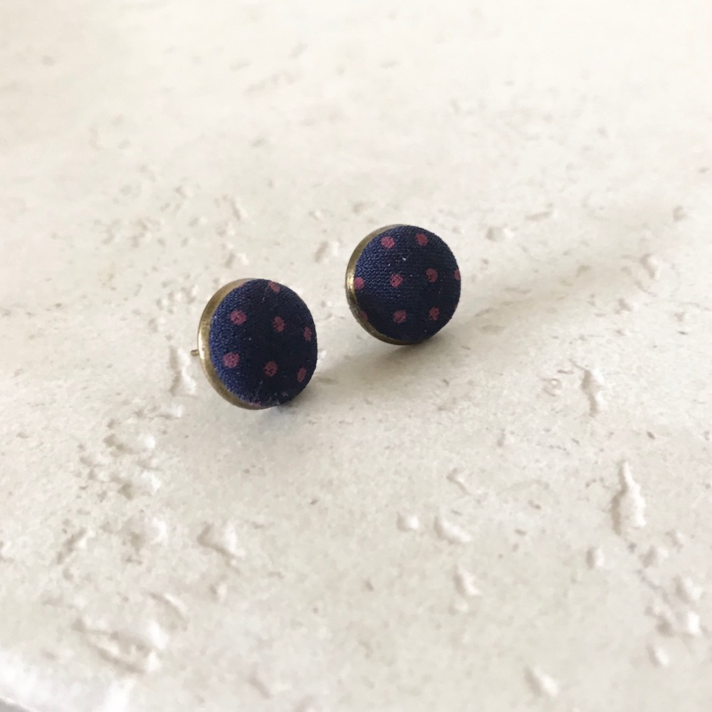 Navy polka dot earrings 3/15 - Picture 3 of 5